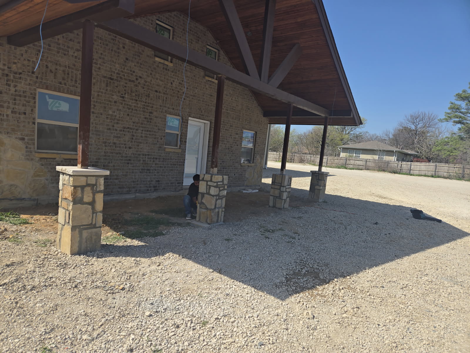 Stone Column Covered Porch