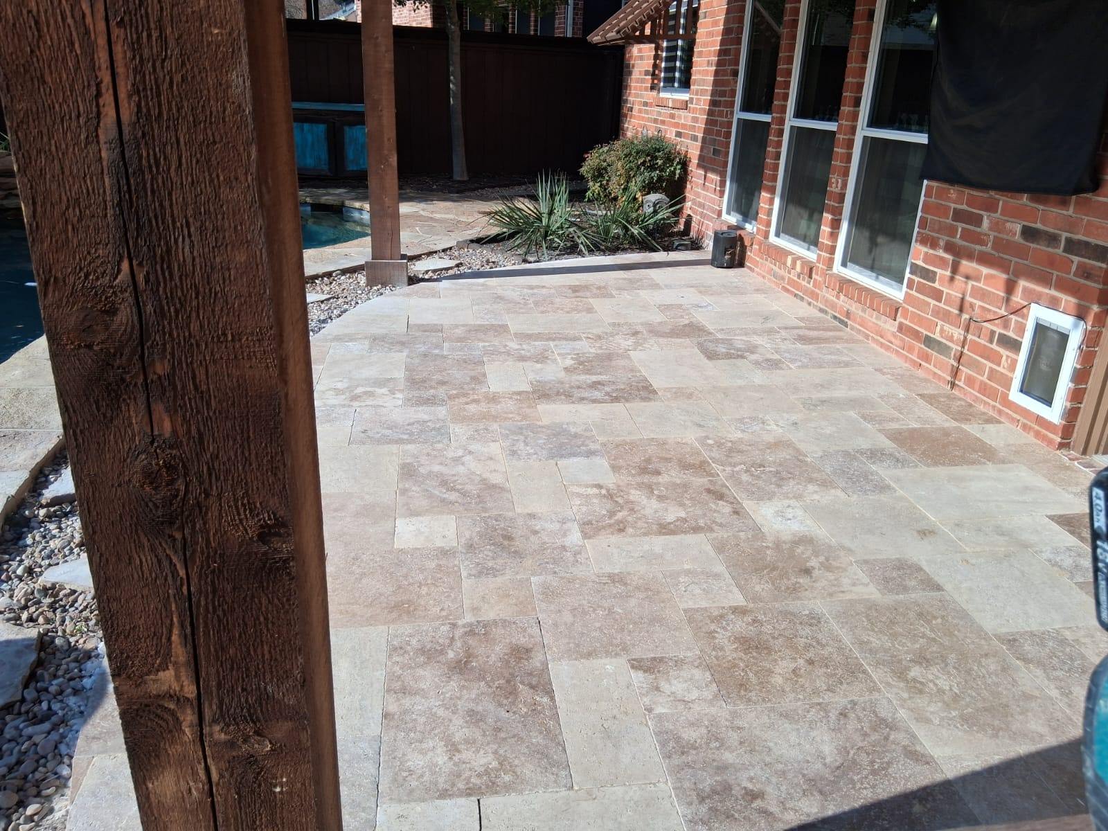 Travertine Poolside Patio