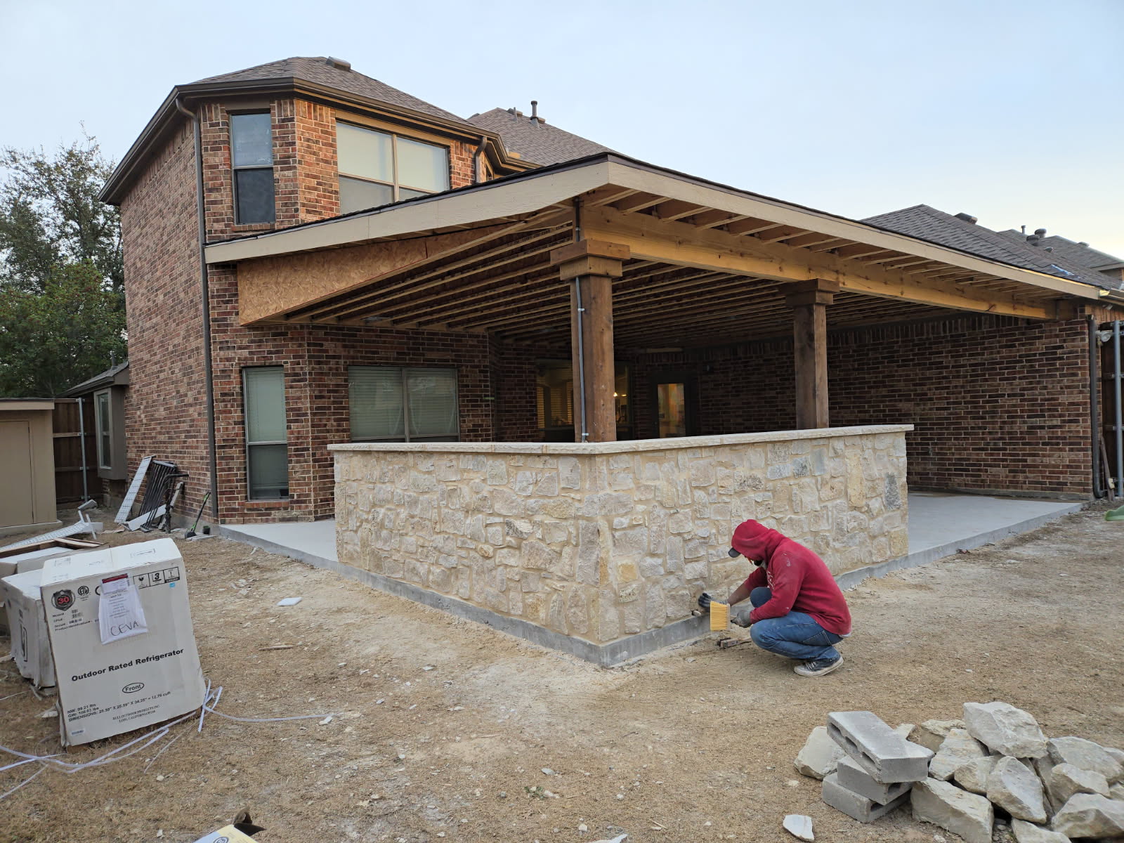 Covered Patio & Stone Wall Build