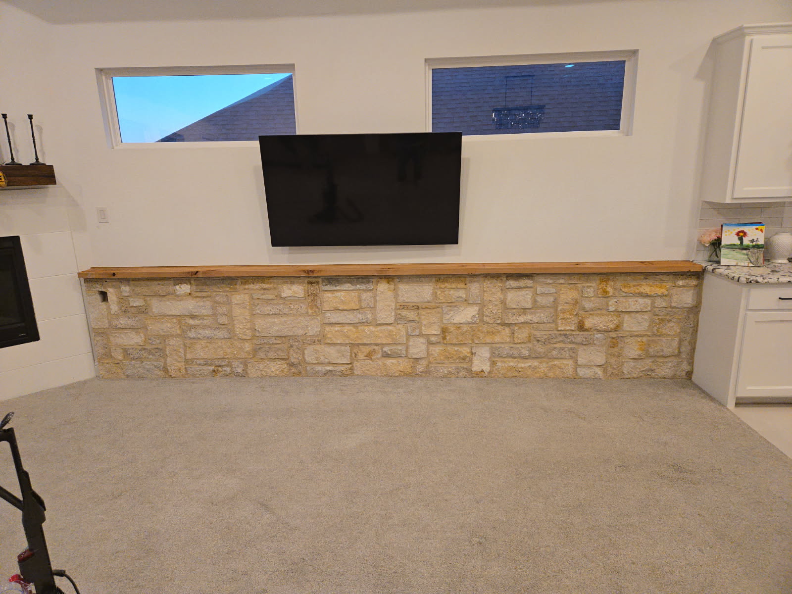 Stone Accent Wall & TV Mount