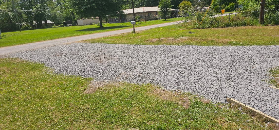 Completed large gravel parking pad from street view, Anna, TX